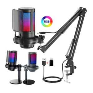 Microfone Condensador USB RGB