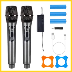 Kit 2 Microfones UHF com LED