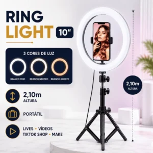 Ring Light 10" com Tripé 2,1 m