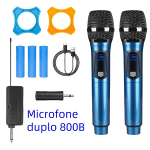Microfones Sem Fio UHF com LED